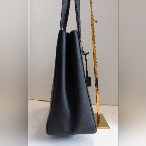 SOLD Kate Spade black leather 3 compartment tote purse shoulder bag - Picture 7 of 16